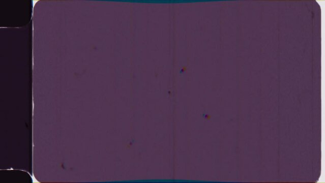 Film noise dynamic texture. Perforation, sprocket holes on border. Negative, retro film burn effect. Fast strip rolling with details, scratches, dust, hair and grain. Old fashion tape 4K VFX animation