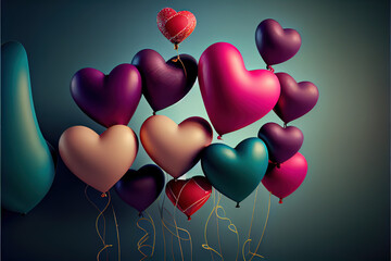 Fototapeta na wymiar heart shaped balloons