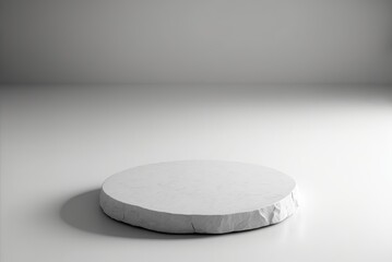 Empty podium in natural showcase. White stone pedestal in the stage for product presentation. 