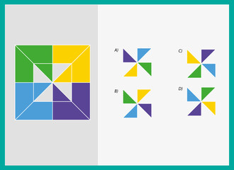 Obraz premium Find the Missing Piece. Shape completion questions, Find next shape