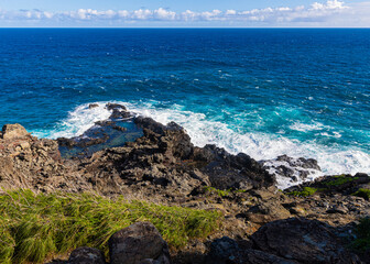Large Waves Washing Over The Olivine Pools, Maui, Hawaii, USA