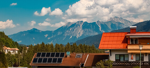 Beautiful alpine summer view at the famous Kleinwalsertal valley, Riezlern, Vorarlberg, Austria