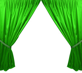 Green theater curtain on Png transparent background