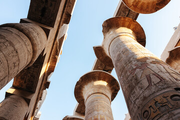 Columns at the Hypostyle Hall, Karnak Temple in Luxor, Egypt