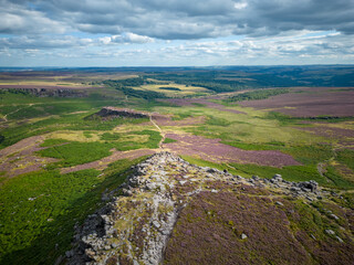 Beautiful wide landscape of the Peak District National Park - aerial view - travel photography