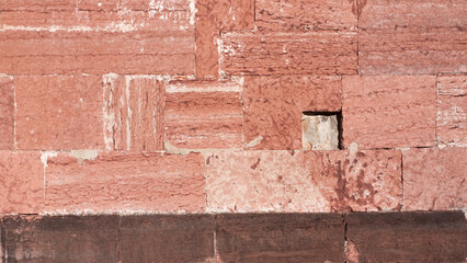 Pared de piedra rosada