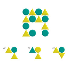 Find the Missing Piece. Shape completion questions, Find next shape