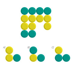 Find the Missing Piece. Shape completion questions, Find next shape