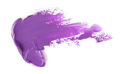 Grunge purple brush strokes oil paint isolated on white background, clipping path
