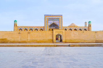 The brick wall of Muhammad Rahim-Khan madrasah, Khiva, Uzbekistan