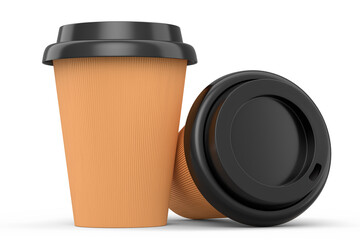 Set of paper coffee cups for cappuccino, americano, espresso, mocha, latte