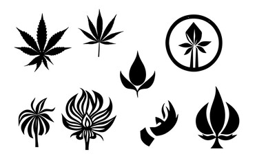 Weed Logo Set, Ganja Symbol Set, Marijuana Logo Set
