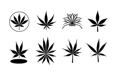 Weed Logo Set, Ganja Symbol Set, Marijuana Logo Set