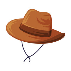 Brown Cowboy Hat with Wide Brims as Wild West Object Vector Illustration