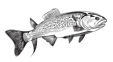 Fish sketch, hand drawn in doodle style Vector illustration