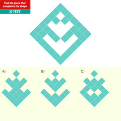Find the Missing Piece. Shape completion questions, Find next shape