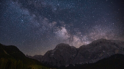 Fototapeta na wymiar Milky way over italian dolomites - La Val