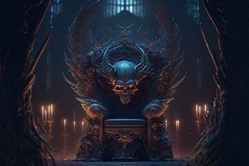 Throne of the God of the Underworld. Generative AI. 