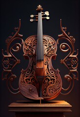 Epic medieval majestic violin - generative ai - obrazy, fototapety, plakaty