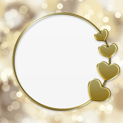 Valentine's Day Background Gold Metal Hearts