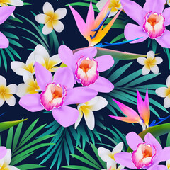 Obraz na płótnie Canvas Summer tropical flower pattern