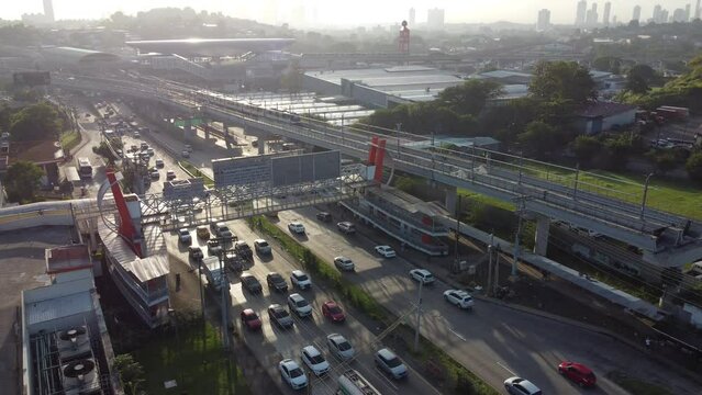 San Miguelito Metro Station - Panama City - Drone Flight - Sunrise