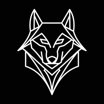 Wolf line logo symbol design illustration. Clean logo mark design. Illustration for personal or commercial business branding.