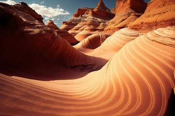 Sandstone waves of canyon. Generative AI.