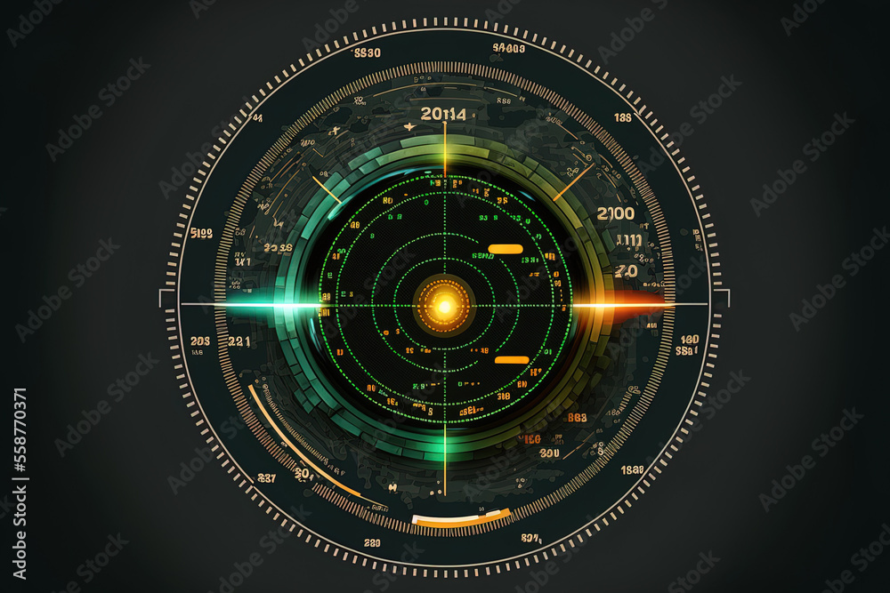 Wall mural Pointer for sniper aim. futuristic eyes on military weapons, UI, and HUD technologies. Weapon targeting pointers, aiming markers, and targets that are seen with the aim of a weapon. Sniper aim, isolat