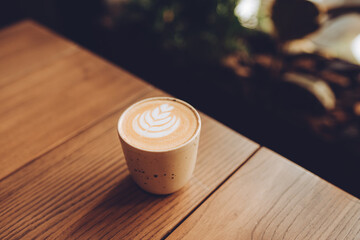 Hot cappuccino with latte art