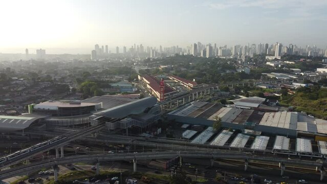 San Miguelito Metro Station - Panama City - Drone Flight - Sunrise