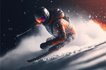 Winter ski extreme. Skier in the mountains.