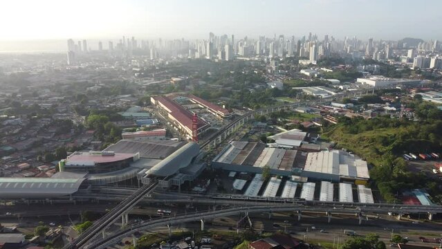 San Miguelito Metro Station - Panama City - Drone Flight - Sunrise