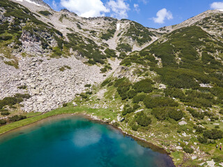 Fototapeta na wymiar Aerial view of Pirin Mountain near Muratov peak, Bulgaria