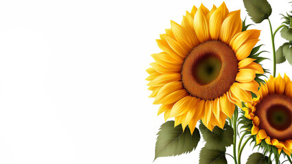 Frame of flowers Sunflower,Helianthus annuus. copy space. Generated AI