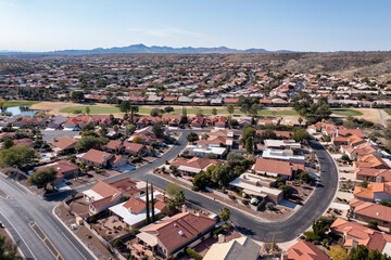 Desert Residential Community with Mountain Backdrop