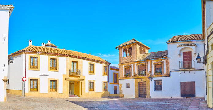 Panorama of Plaza de Maimonides square, Juderia, Cordoba, Spain