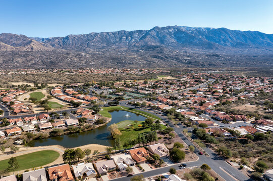 Desert Residential Community with Catalina Mountains