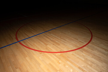 Wooden floor basketball, badminton, futsal, handball, volleyball, football, soccer court. Wooden...