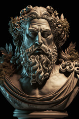 Marble bust of the ancient Greek god Zeus. Greek mythology. created with ai