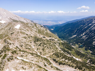 Aerial view of Pirin Mountain near Muratov peak, Bulgaria