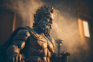 Ancient Greek god statue, antique sculpture,ai generated
