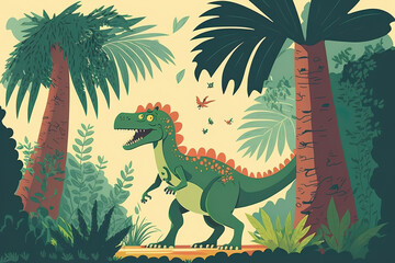 school related horizontal dinosaur illustration. Generative AI
