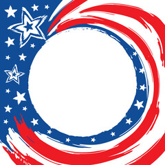USA frame with circle copy space for your text. American patriotic design with elements of the American Flag. Vector illustration for 4th of July United States Independence Day, National Flag Day.