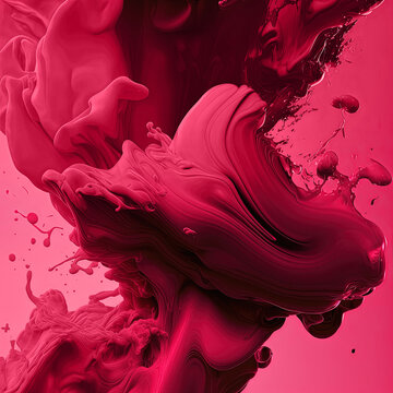 Trendy Pantone 18-1750 viva magenta color abstract splash background, monochrome background. Color of the year 2023.