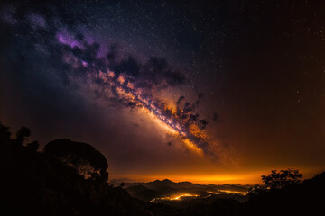 Fototapeta premium Milky Way galaxy at Chiang Mai, Thailand (Doi Inthanon). Generative AI