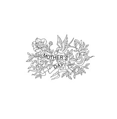 Happy Mother's Day with flowers and bird