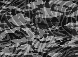 Full Seamless Tiger Zebra Pattern Texture Vector. Endless black white gray cheetah design for dress fabric print.