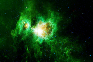 Bright green nebula. Elements of this image furnished by NASA