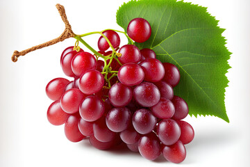 Fototapeta premium Red grape that is fully ripe, isolated on white. by using a clipping path. whole field of view. Generative AI